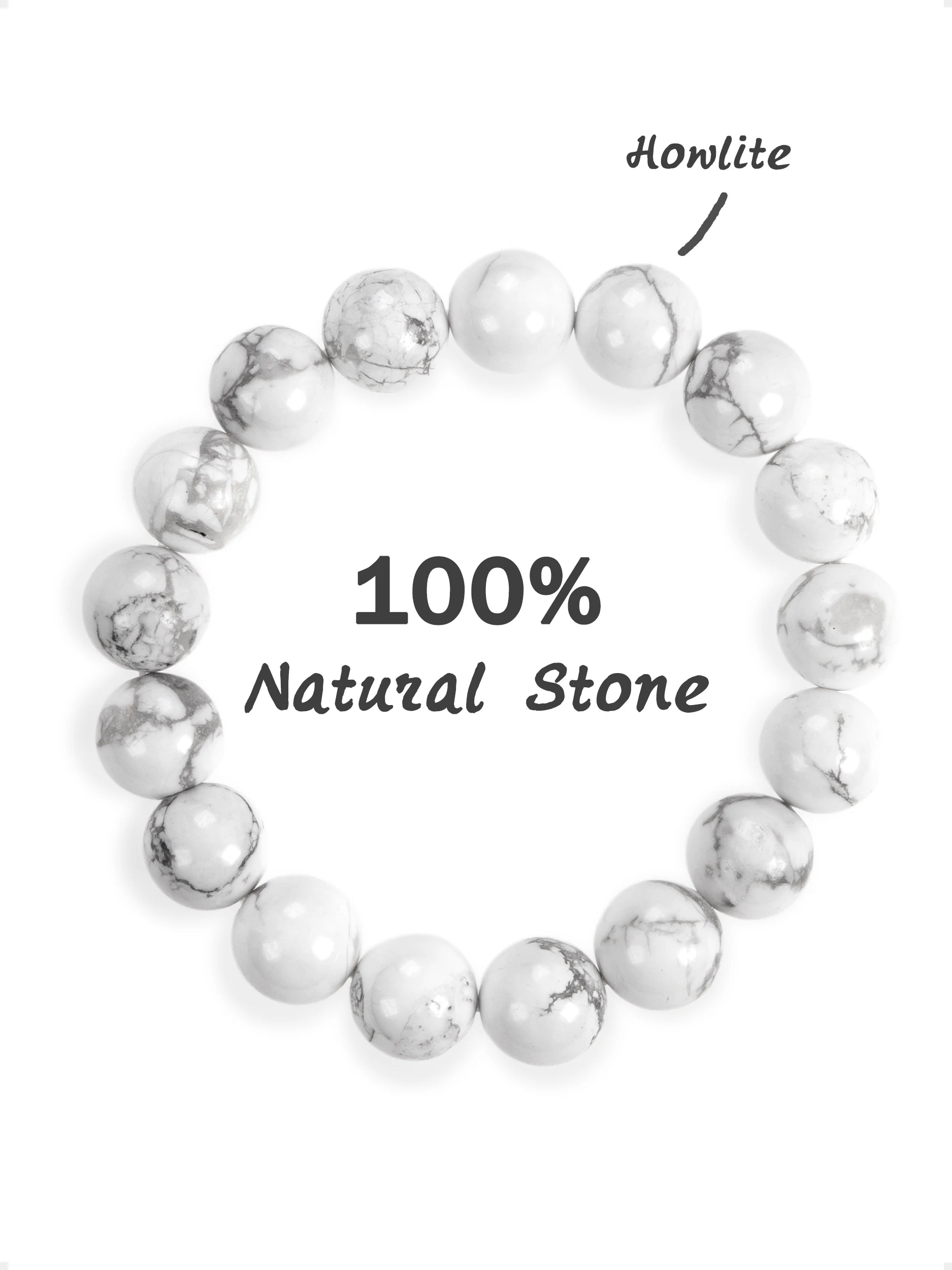 SENLLY Pure Balance - 10mm Natural Howlite Beaded Bracelet, Handmade Stone Jewelry for Calm, Clarity & Modern Minimalist Style
