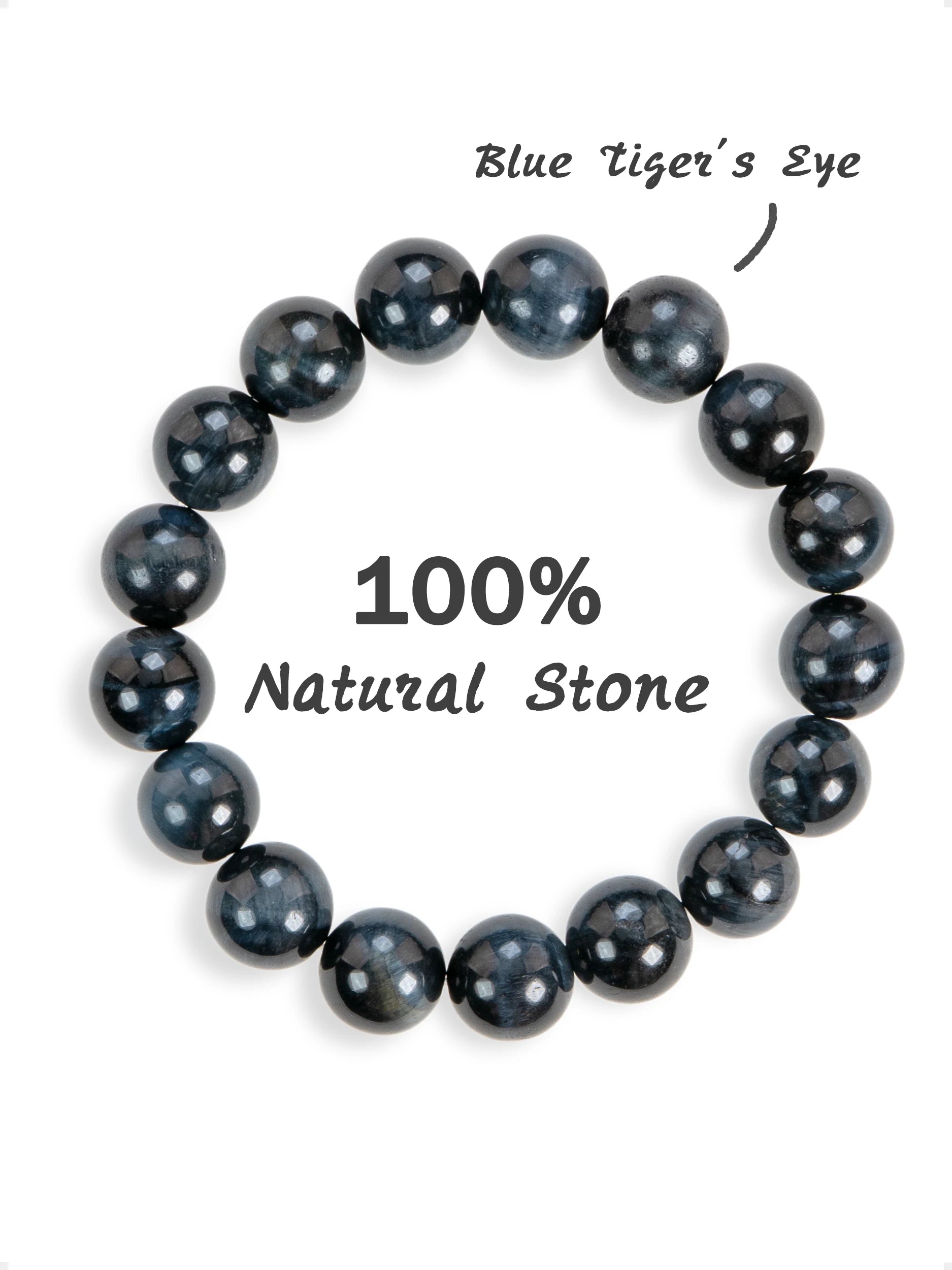 SENLLY Midnight Focus - Natural Blue Tiger Eye 10mm Beaded Bracelet, Handmade Gemstone Jewelry for Insight, Confidence & Calm Concentration