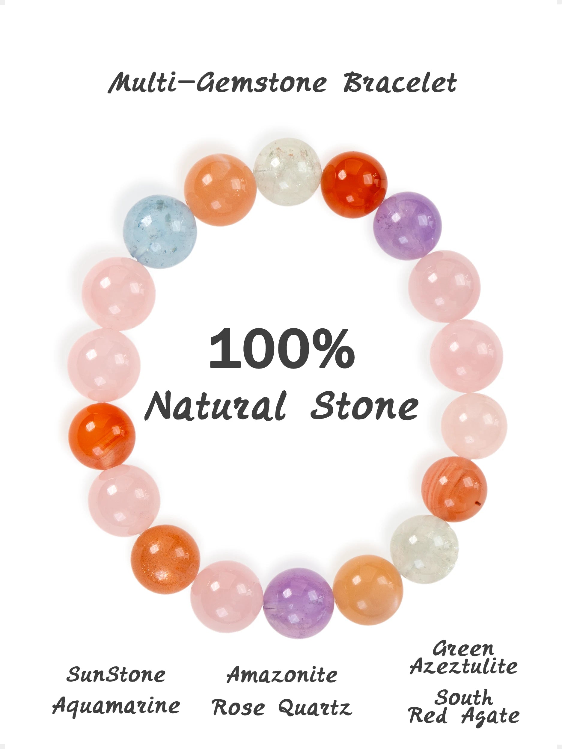 SENLLY Aurora Harmony - Multi-Gemstone Beaded Stretch Bracelet, Handmade Natural Stone Jewelry for Balance, Joy & Colorful Energy