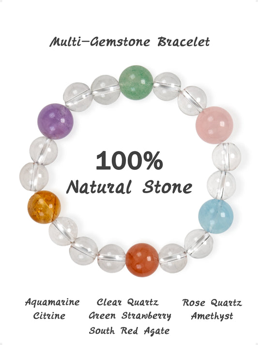 SENLLY Prism Harmony - Beaded Stretch Multi-Gemstone Bracelet, Handcrafted Natural Stone Jewelry for Clarity, Balance & Gentle Energy