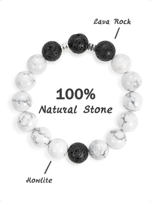 SENLLY Mono Calm - Beaded Stretch Bracelet with Lava Rock & Howlite, Handmade Natural Stone Jewelry for Grounding, Clarity & Relaxation