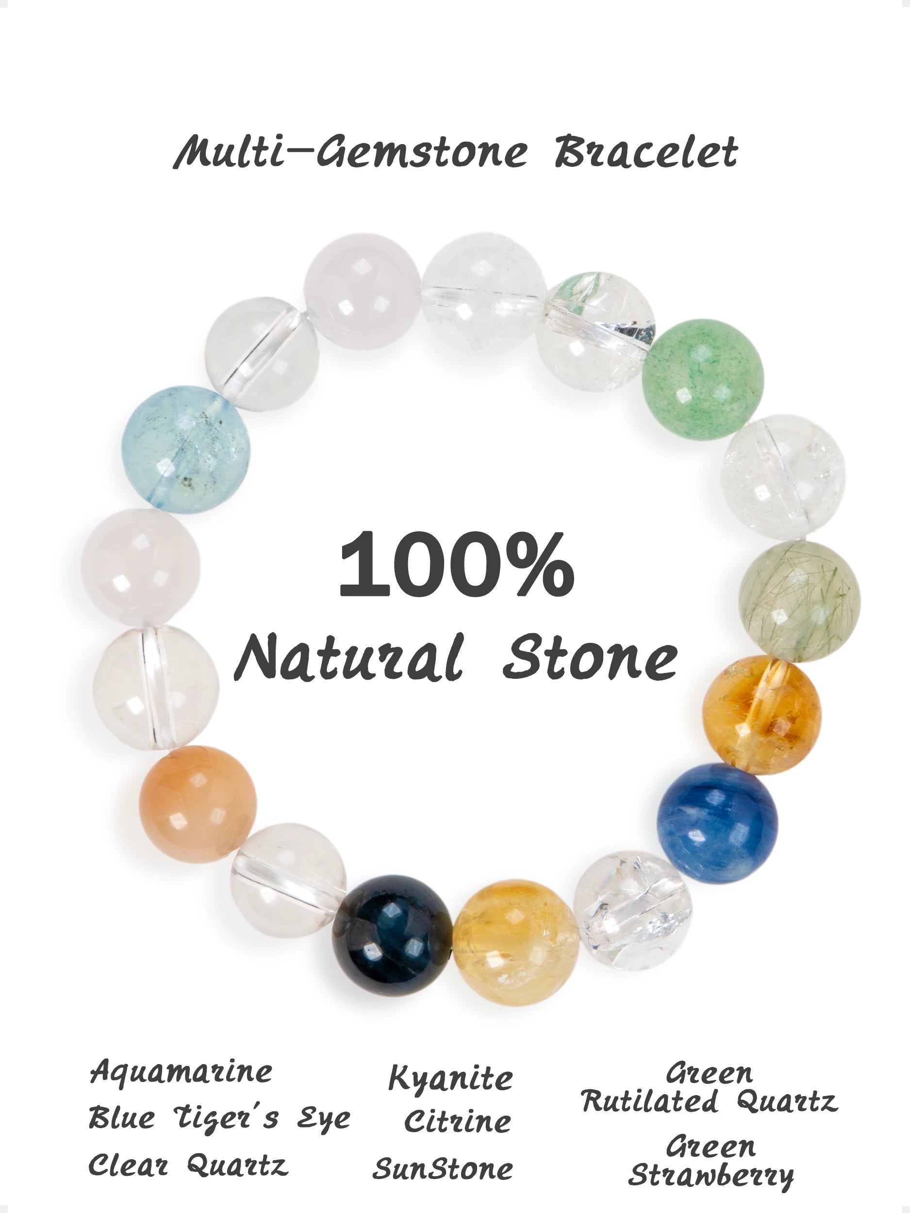 SENLLY Aurora Spectrum - Multi-Gemstone Beaded Stretch Bracele, Handmade Natural Stone Jewelry for Balance, Clarity & Vibrant Energy