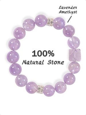 SENLLY Lavender Serenity - Handmade Lavender Amethyst Bracelet with Faceted Cube Accent, Natural Stone Jewelry