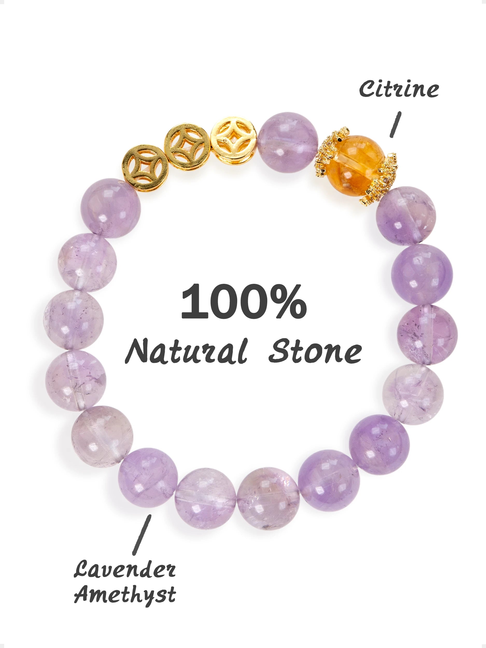 SENLLY Soft Dawn - Beaded Stretch Bracelet with Lavender Amethyst & Citrine, Handmade Natural Stone Jewelry for Clarity, Balance & Comfort