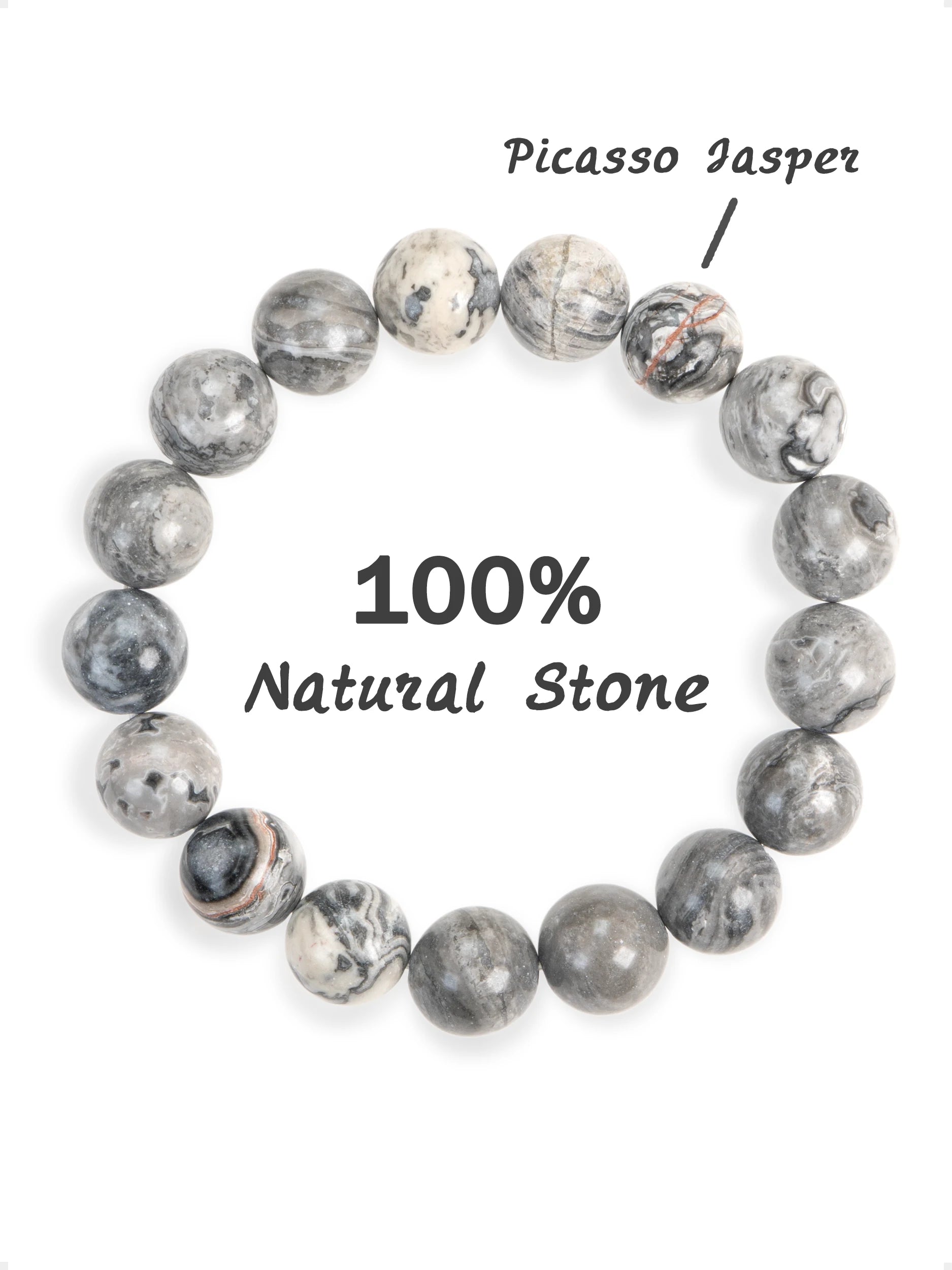 SENLLY Marble Resolve - Beaded Stretch Bracelet with Natural Picasso Jasper, Handcrafted Natural Stone Jewelry for Strength, Balance & Clarity