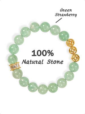 SENLLY Green Serenity - Beaded Stretch Bracelet with Green Strawberry Quartz, Handmade Natural Stone Jewelry for Calm, Renewal & Gentle Balance