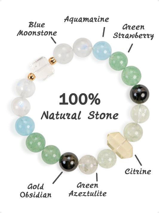 SENLLY Ocean Tranquility - Natural Beaded Multi-Gemstone Bracelet, Handcrafted Natural Stone Jewelry for Calm, Clarity & Emotional Harmony