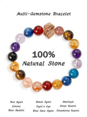 SENLLY Prism Harmony - Multi-Gemstone Beaded Stretch Bracelet, Handmade Natural Stone Jewelry for Balance, Clarity & Vibrant Energy