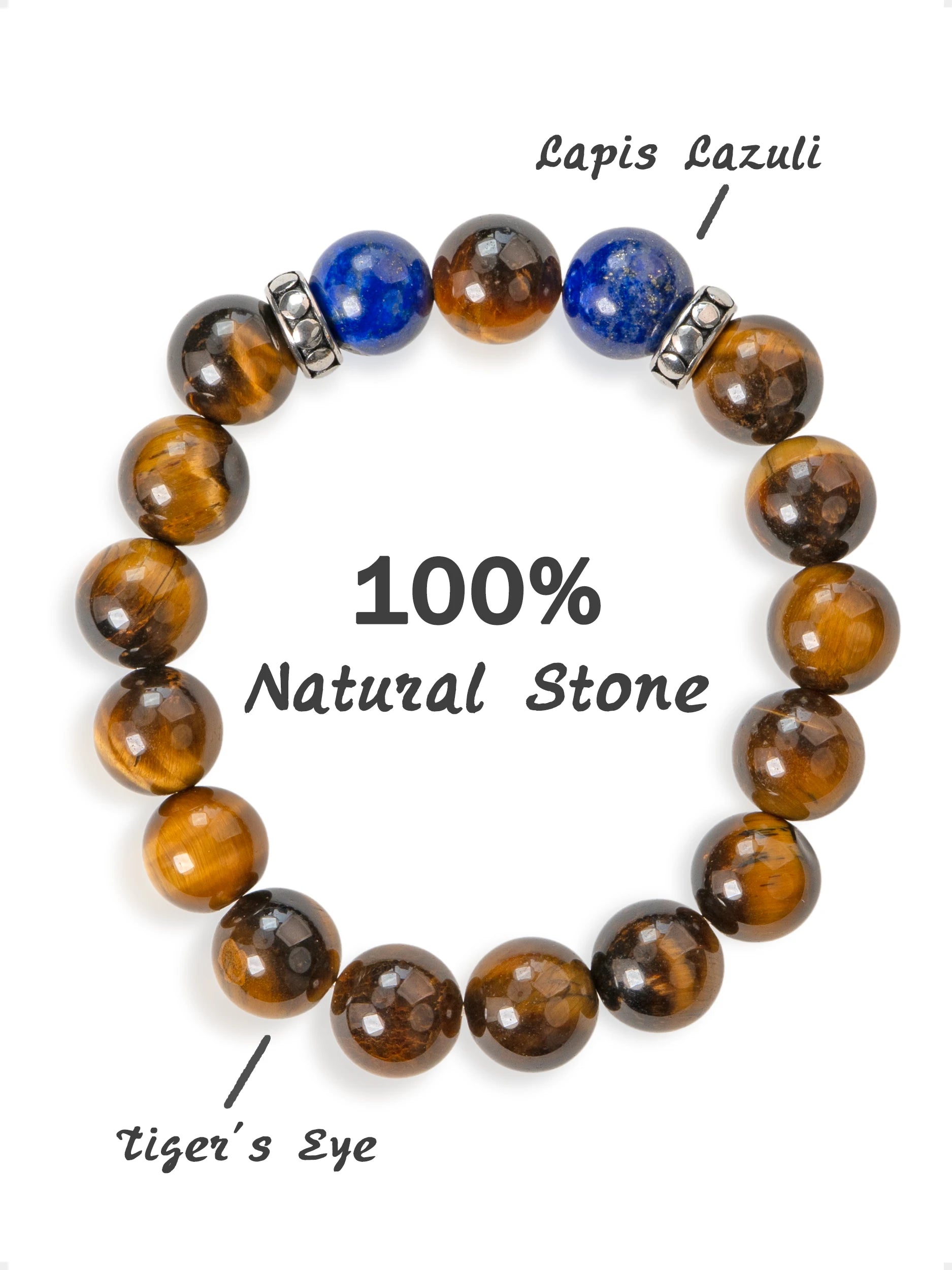 SENLLY Golden Echo - Beaded Stretch Bracelet with Tiger Eye & Lapis Lazuli, Handcrafted Natural Stone Jewelry for Confidence, Balance & Focus