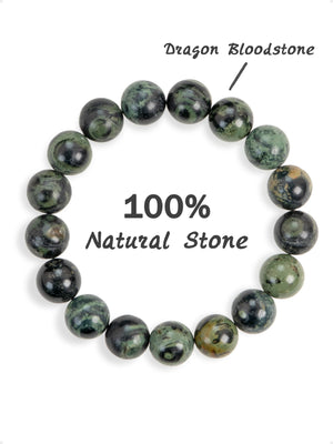 SENLLY Forest Resolve - Beaded Stretch Bracelet with Natural Dragon Bloodstone, Handcrafted Natural Stone Jewelry for Strength, Grounding & Clarity