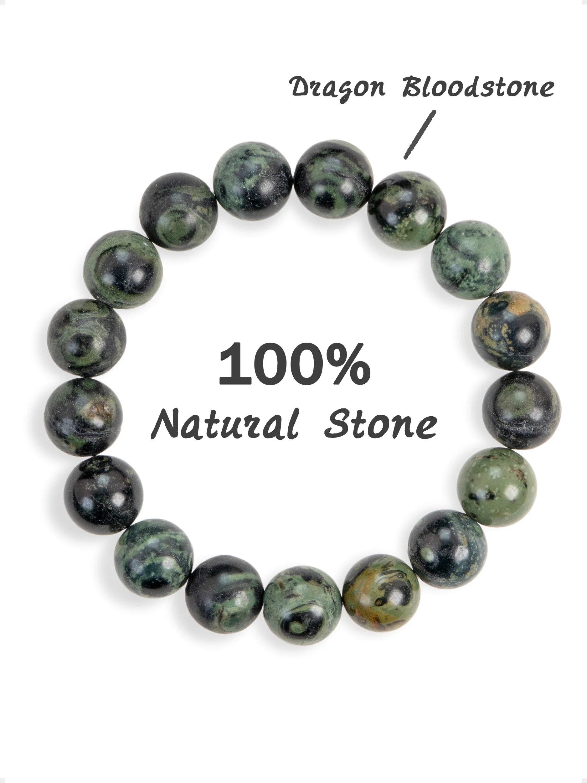 SENLLY Forest Resolve - Beaded Stretch Bracelet with Natural Dragon Bloodstone, Handcrafted Natural Stone Jewelry for Strength, Grounding & Clarity