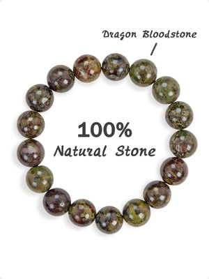 SENLLY Earth Sentinel - Beaded Stretch Bracelet with Natural Dragon Bloodstone, Handcrafted Natural Stone Jewelry for Strength, Grounding & Clarity
