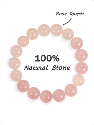 SENLLY Gentle Rose - 10mm Natural Rose Quartz Beaded Bracelet, Handmade Stone Jewelry for Love, Calm & Emotional Healing