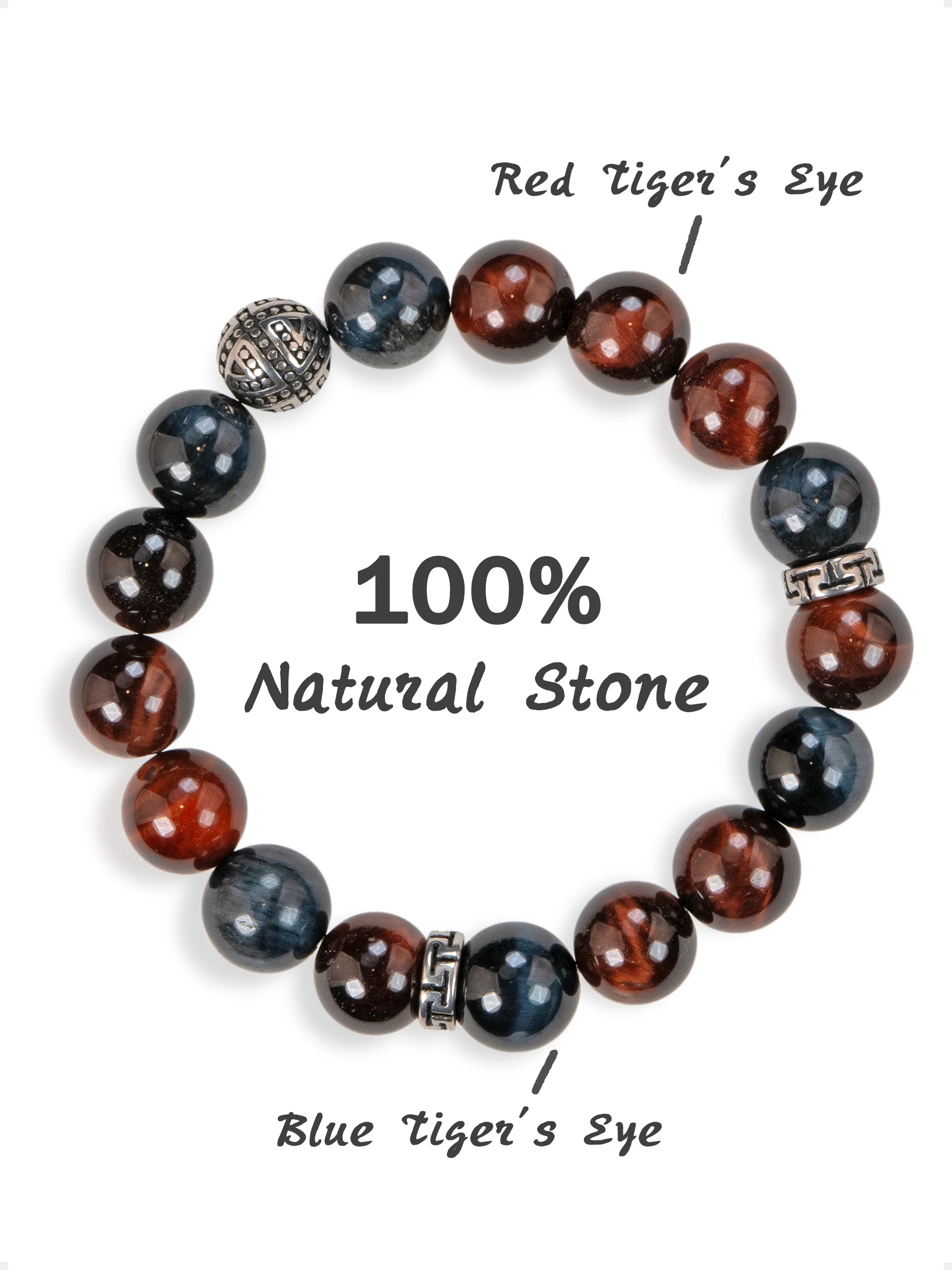 SENLLY Obsidian Vanguard - Beaded Stretch Bracelet with Natural Red & Blue Tiger Eye, Handcrafted Natural Stone Jewelry for Strength, Focus & Grounding