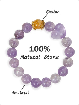 SENLLY Lavender Glow - Beaded Stretch Bracelet with Amethyst & Citrine, Handcrafted Natural Stone Jewelry for Calm, Clarity & Positivity