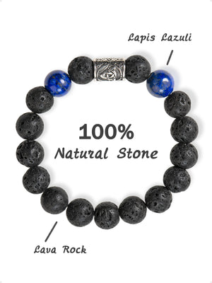 SENLLY Midnight Pulse - Beaded Stretch Bracelet with Lava Rock & Lapis Lazuli, Handcrafted Natural Stone Jewelry for Grounding, Balance & Clarity