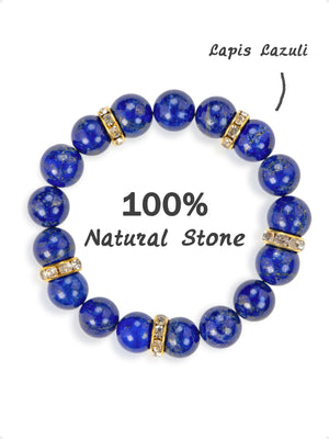 SENLLY Royal Lapis - Beaded Stretch Bracelet with Lapis Lazuli, Handmade Natural Stone Jewelry for Wisdom, Protection & Clarity