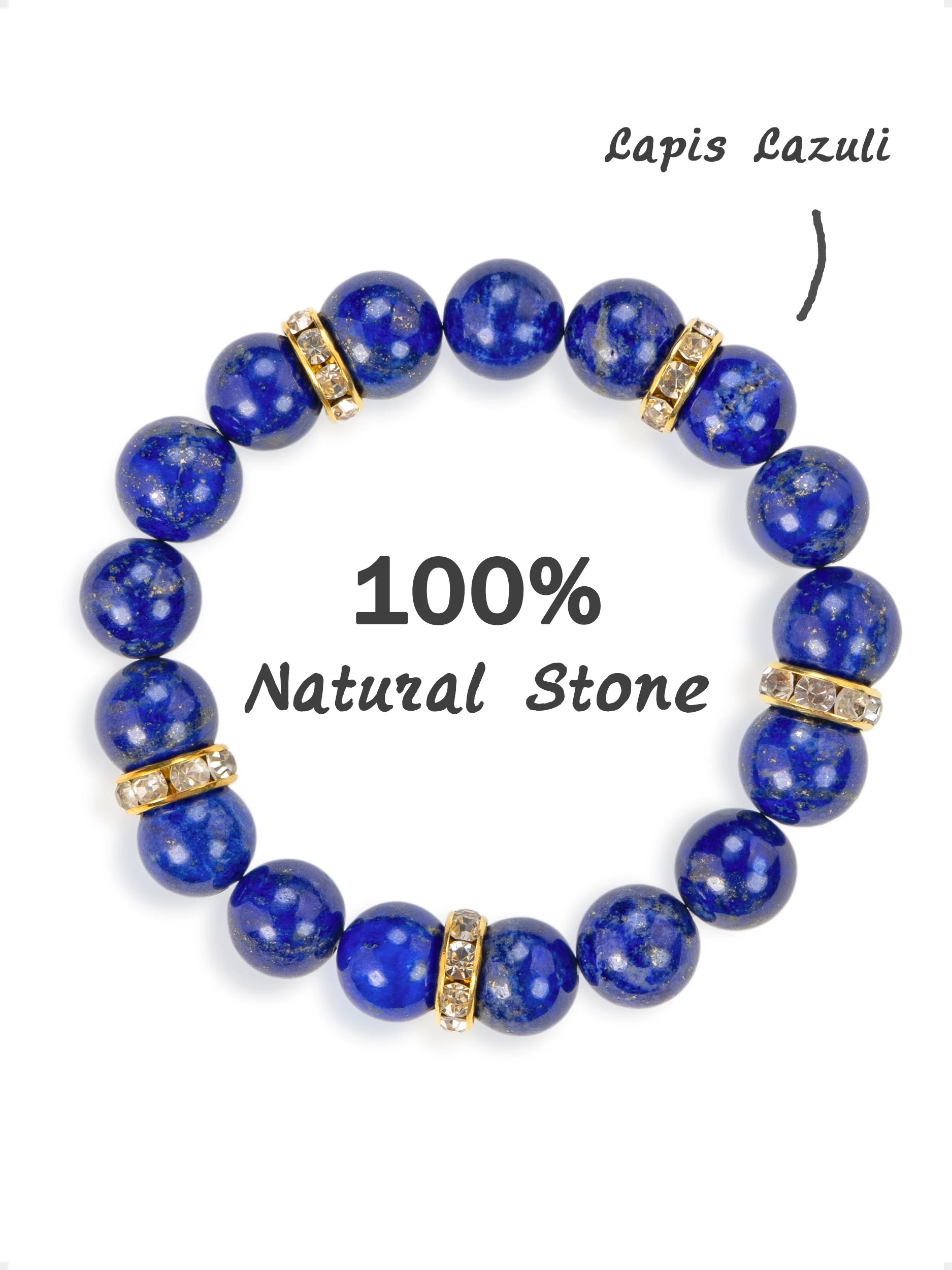 SENLLY Royal Lapis - Beaded Stretch Bracelet with Lapis Lazuli, Handmade Natural Stone Jewelry for Wisdom, Protection & Clarity