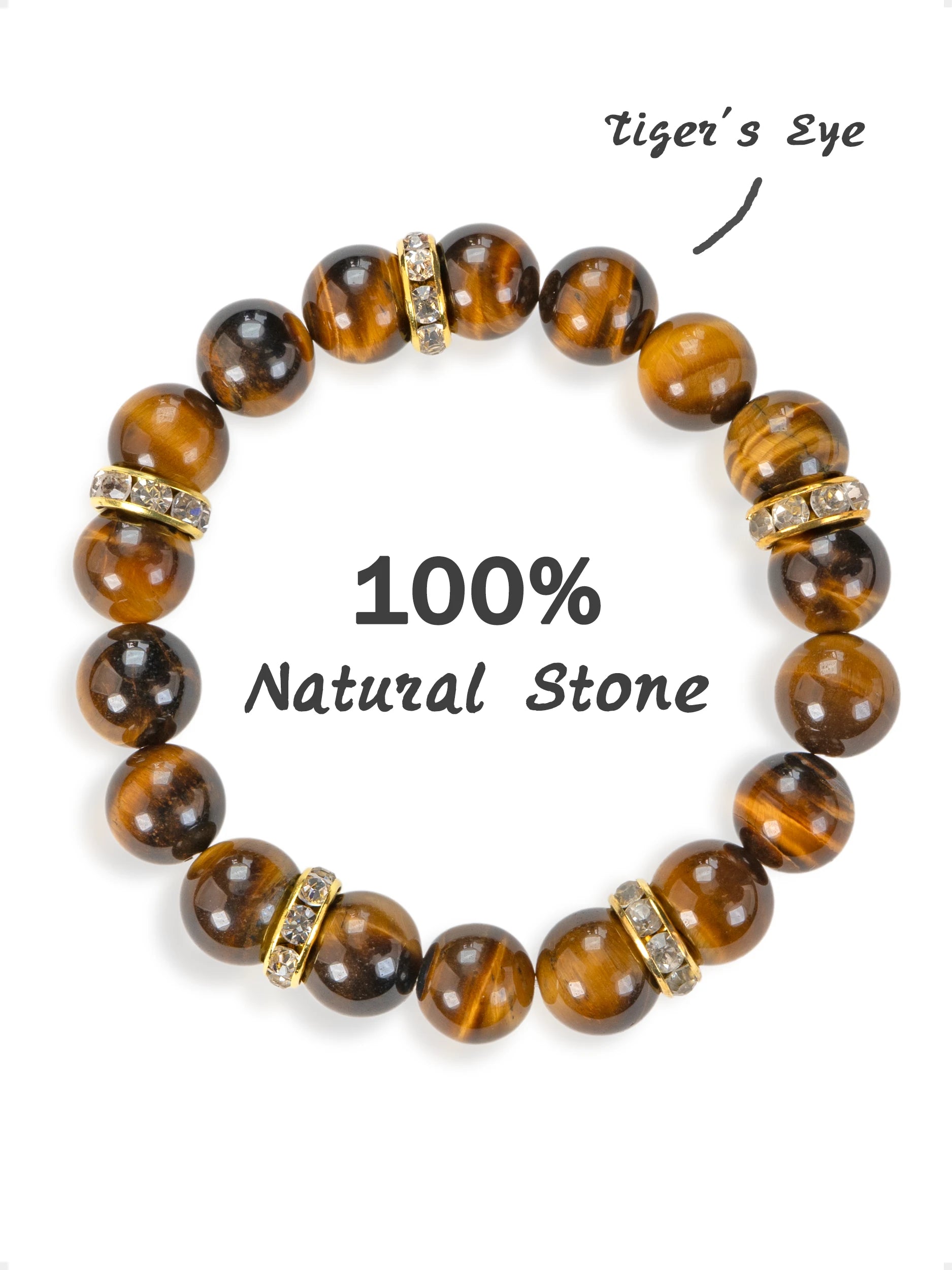 SENLLY Golden Ember - Beaded Stretch Bracelet with Tiger Eye, Handmade Natural Stone Jewelry for Confidence, Strength & Grounding