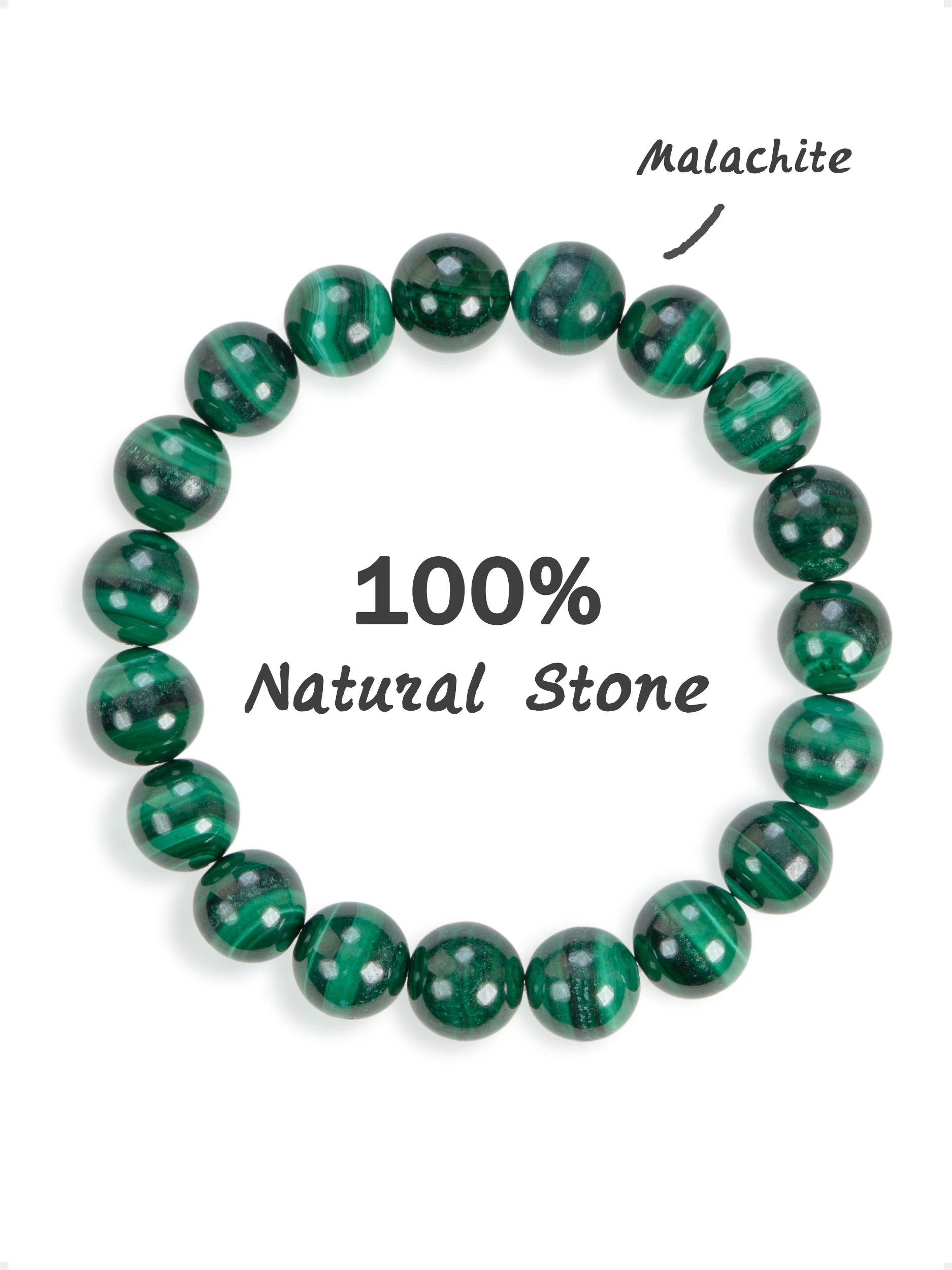 SENLLY Green Shield - 10mm Natural Malachite Beaded Bracelet, Handmade Stone Jewelry for Protection, Confidence & Personal Growth