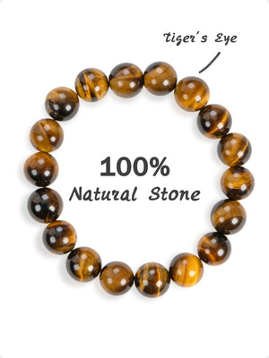 SENLLY Golden Focus - 10mm Tiger Eye Beaded Bracelet, Handmade Natural Stone Jewelry for Confidence, Strength & Mental Clarity