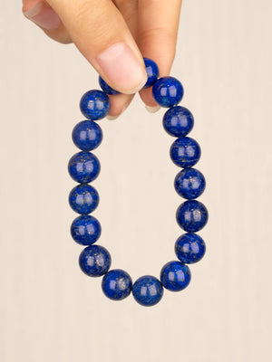 SENLLY Pure Lapis - Natural Lapis Lazuli Beaded Bracelet, Handmade 10mm Gemstone Jewelry for Insight, Wisdom & Calm Clarity