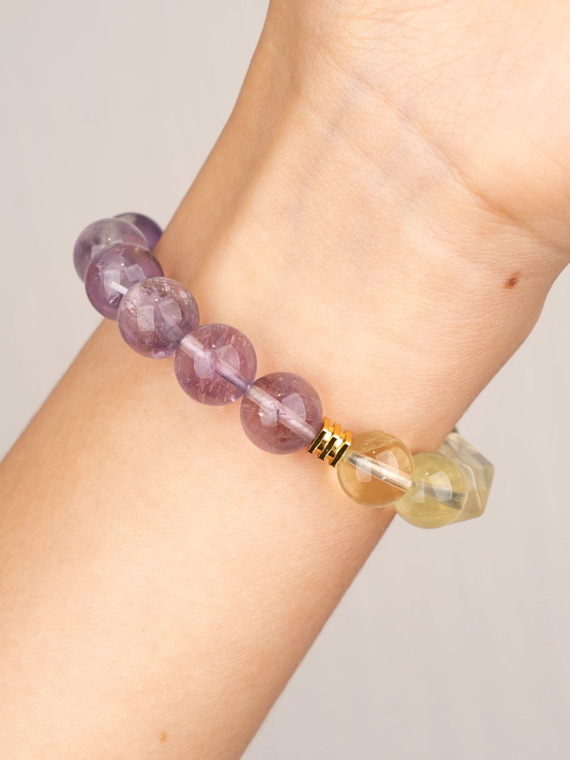 SENLLY Sunlit Aura - Beaded Stretch Bracelet with Natural Lavender Amethyst & Citrine, Handcrafted Natural Stone Jewelry for Calm, Clarity & Joy