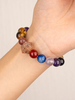 SENLLY Prism Harmony - Multi-Gemstone Beaded Stretch Bracelet, Handmade Natural Stone Jewelry for Balance, Clarity & Vibrant Energy