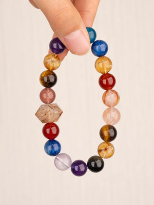 SENLLY Prism Harmony - Multi-Gemstone Beaded Stretch Bracelet, Handmade Natural Stone Jewelry for Balance, Clarity & Vibrant Energy