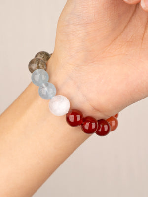 SENLLY Ember Tide - Beaded Stretch Bracelet with Red Agate, South Red Agate, and Citrine, Handmade Natural Stone Jewelry for Vitality, Warmth & Balanced Energy