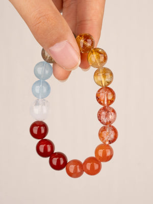 SENLLY Ember Tide - Beaded Stretch Bracelet with Red Agate, South Red Agate, and Citrine, Handmade Natural Stone Jewelry for Vitality, Warmth & Balanced Energy