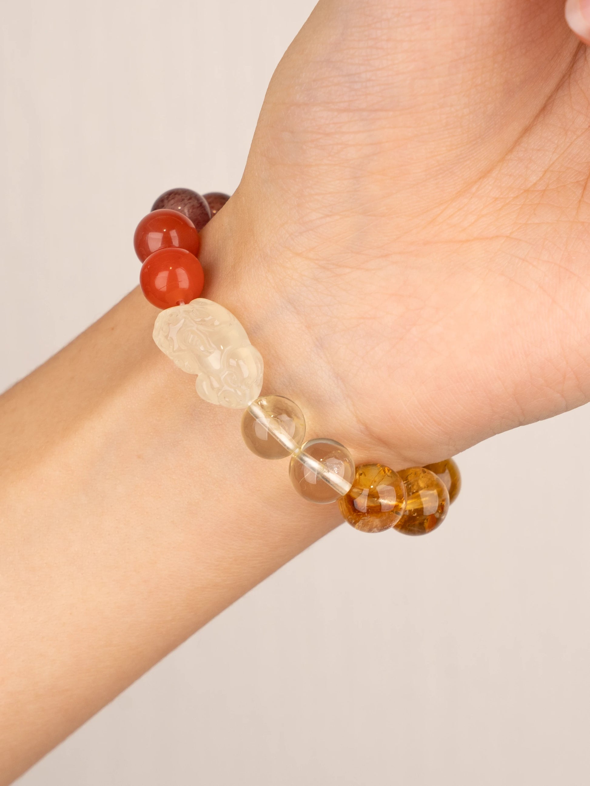 SENLLY Radiant Harmony - Beaded Stretch Bracelet with Natural Citrine, Red Agate & Amethyst, Handcrafted Natural Stone Jewelry for Balance, Clarity & Positive Energy