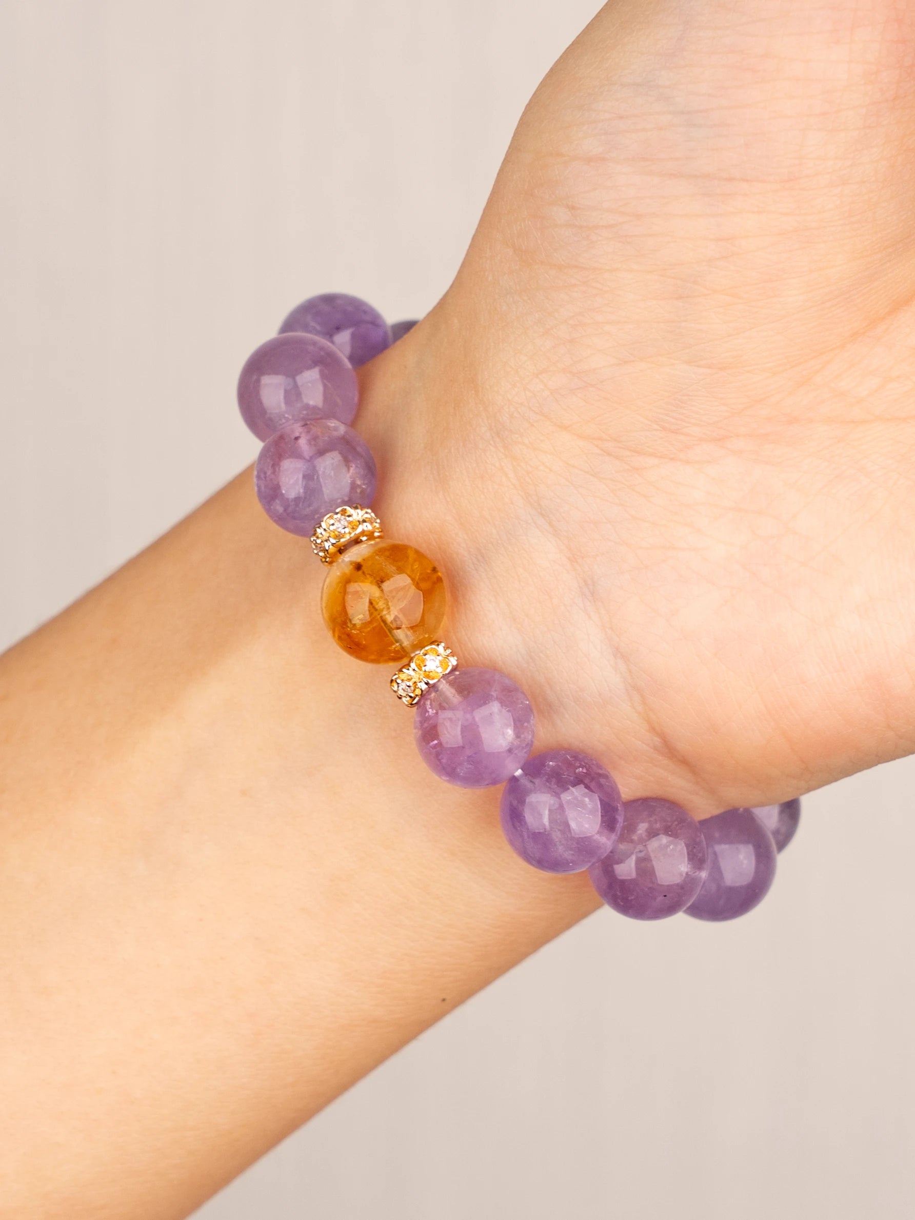 SENLLY Lavender Dawn Glow - Beaded Bracelet with Natural Lavender Amethyst, Citrine & White Agate, Handcrafted Natural Stone Jewelry for Calm, Balance & Gentle Radiance