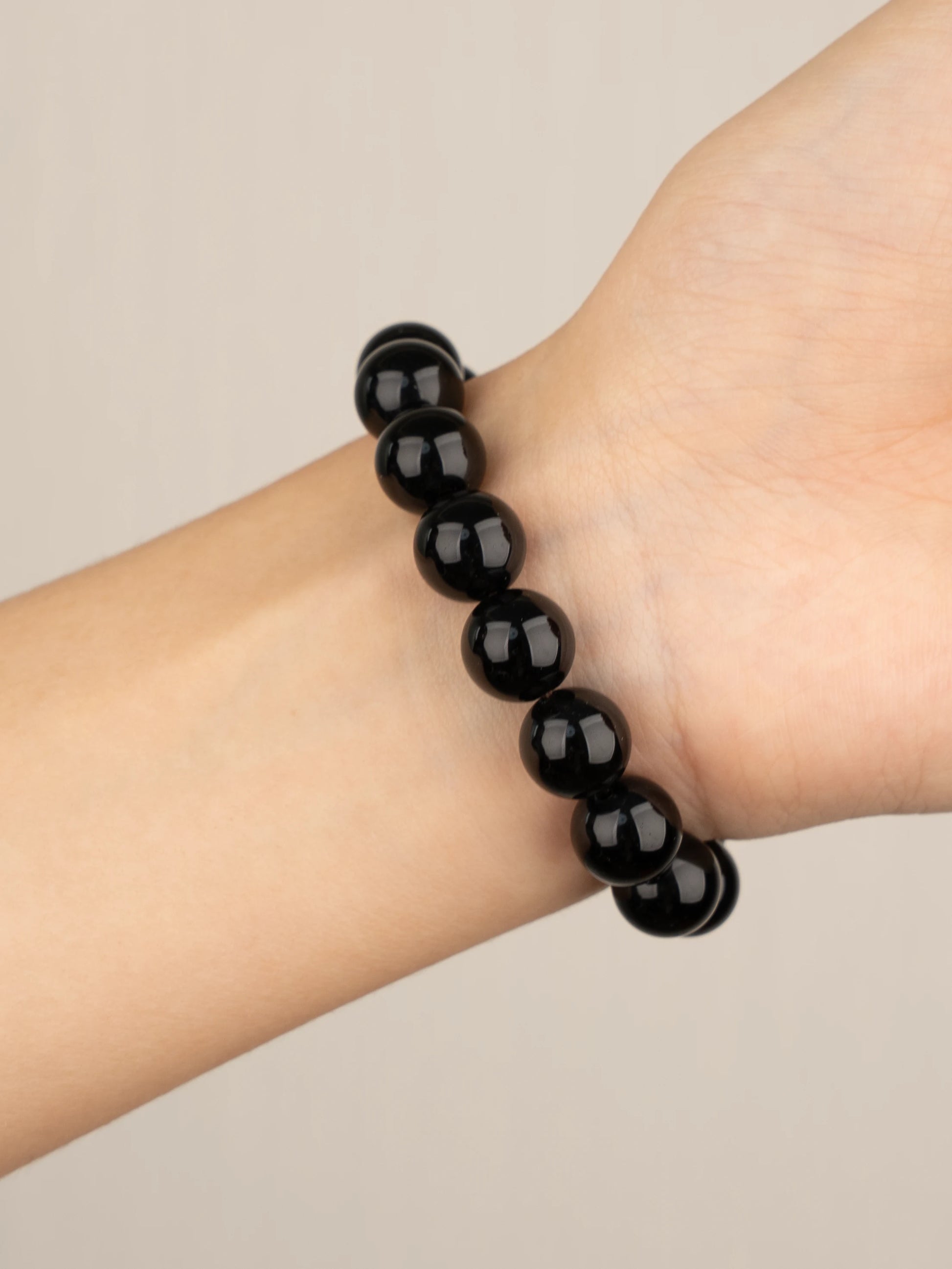 SENLLY Pure Onyx Black - Natural Black Agate 10mm Beaded Bracelet, Handmade Gemstone Jewelry for Grounding, Stability & Everyday Protection