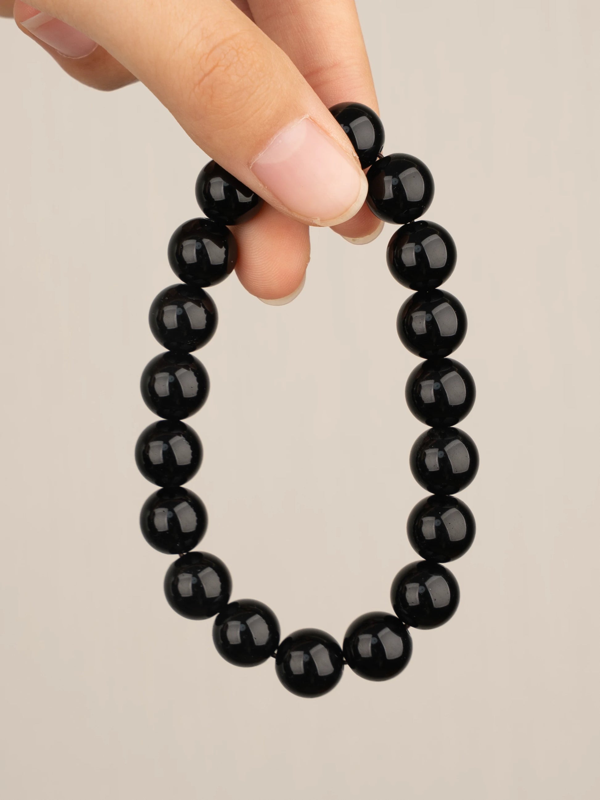 SENLLY Pure Onyx Black - Natural Black Agate 10mm Beaded Bracelet, Handmade Gemstone Jewelry for Grounding, Stability & Everyday Protection