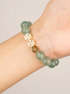 SENLLY Green Serenity - Beaded Stretch Bracelet with Green Strawberry Quartz, Handmade Natural Stone Jewelry for Calm, Renewal & Gentle Balance