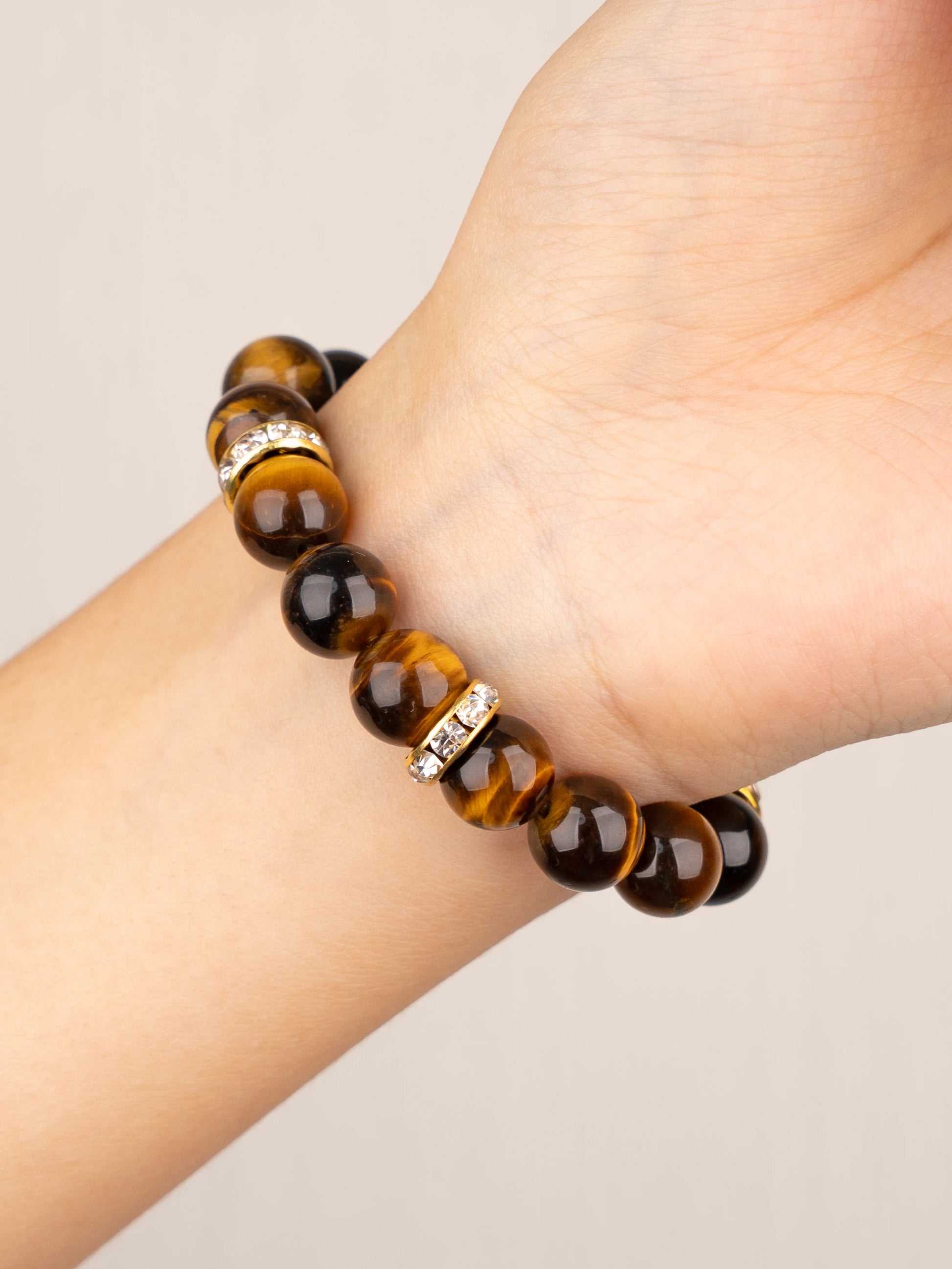 SENLLY Golden Ember - Beaded Stretch Bracelet with Tiger Eye, Handmade Natural Stone Jewelry for Confidence, Strength & Grounding