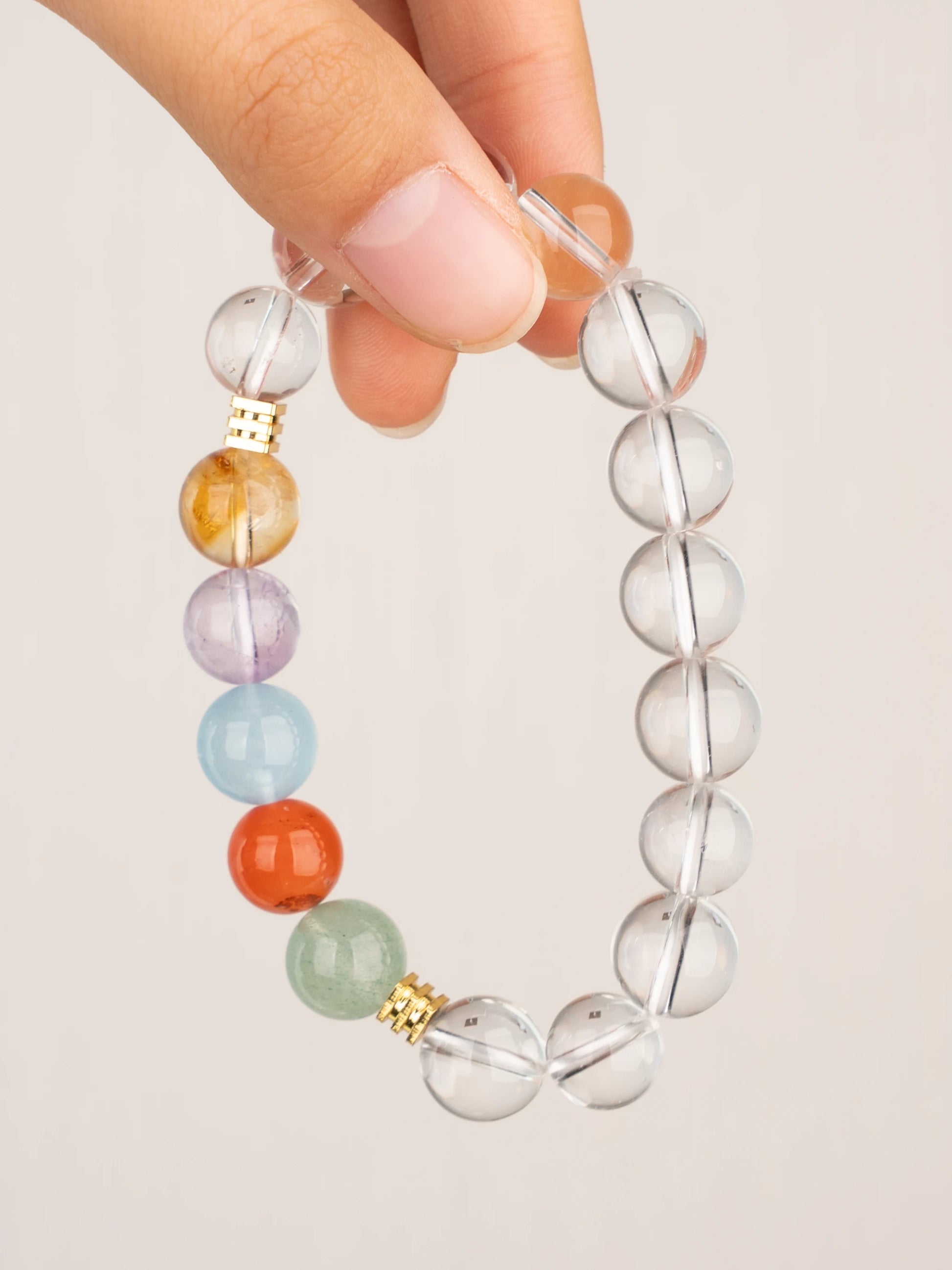 SENLLY Aurora Harmony - Multi-Gemstone Beaded Stretch Bracelet, Handmade Natural Stone Jewelry for Balance, Clarity & Positive Energy