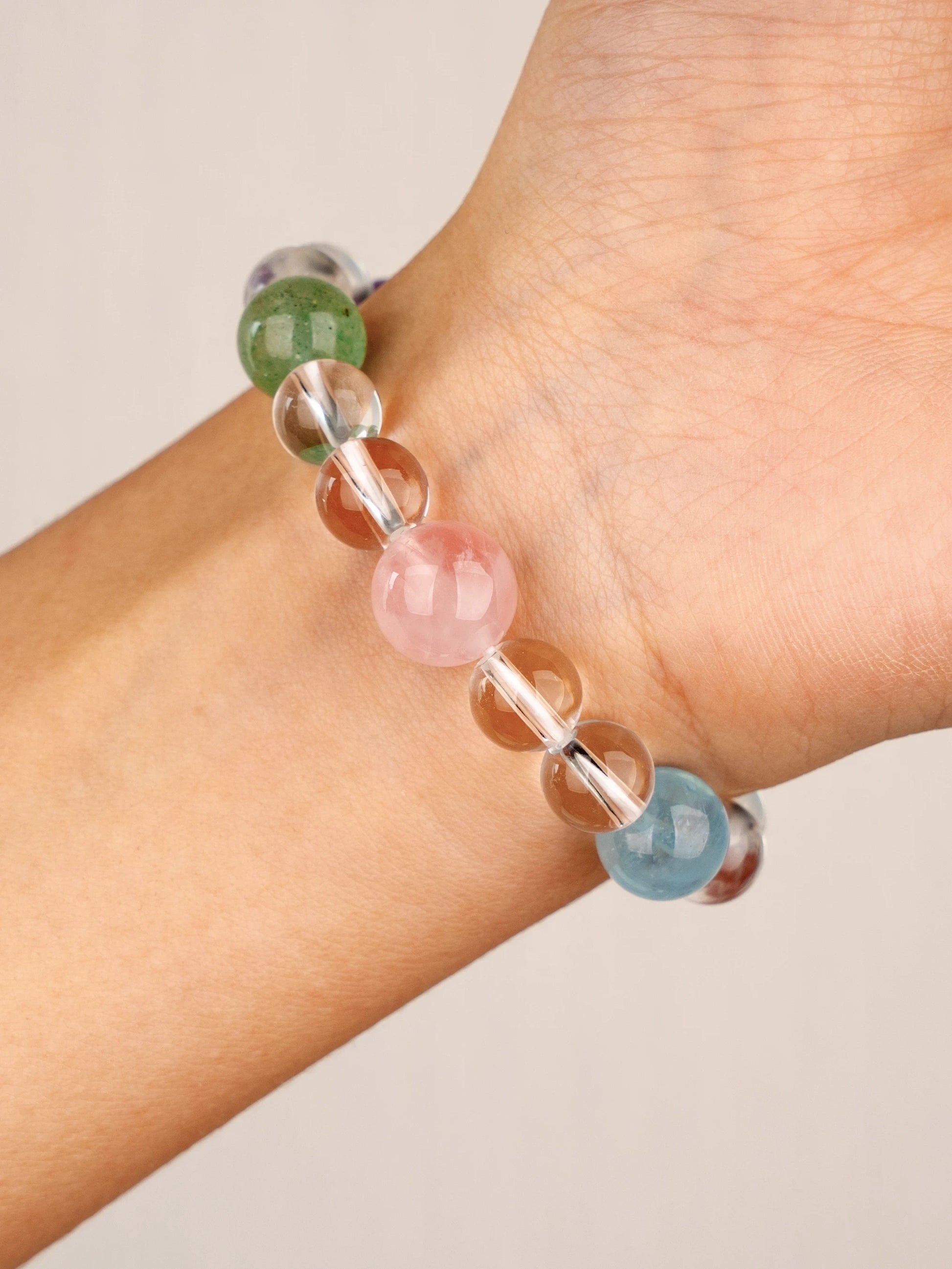SENLLY Prism Harmony - Beaded Stretch Multi-Gemstone Bracelet, Handcrafted Natural Stone Jewelry for Clarity, Balance & Gentle Energy
