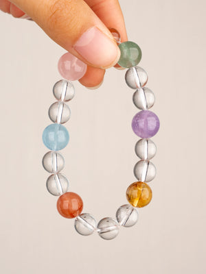 SENLLY Prism Harmony - Beaded Stretch Multi-Gemstone Bracelet, Handcrafted Natural Stone Jewelry for Clarity, Balance & Gentle Energy