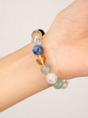 SENLLY Aurora Spectrum - Multi-Gemstone Beaded Stretch Bracele, Handmade Natural Stone Jewelry for Balance, Clarity & Vibrant Energy