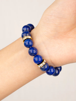 SENLLY Royal Lapis - Beaded Stretch Bracelet with Lapis Lazuli, Handmade Natural Stone Jewelry for Wisdom, Protection & Clarity