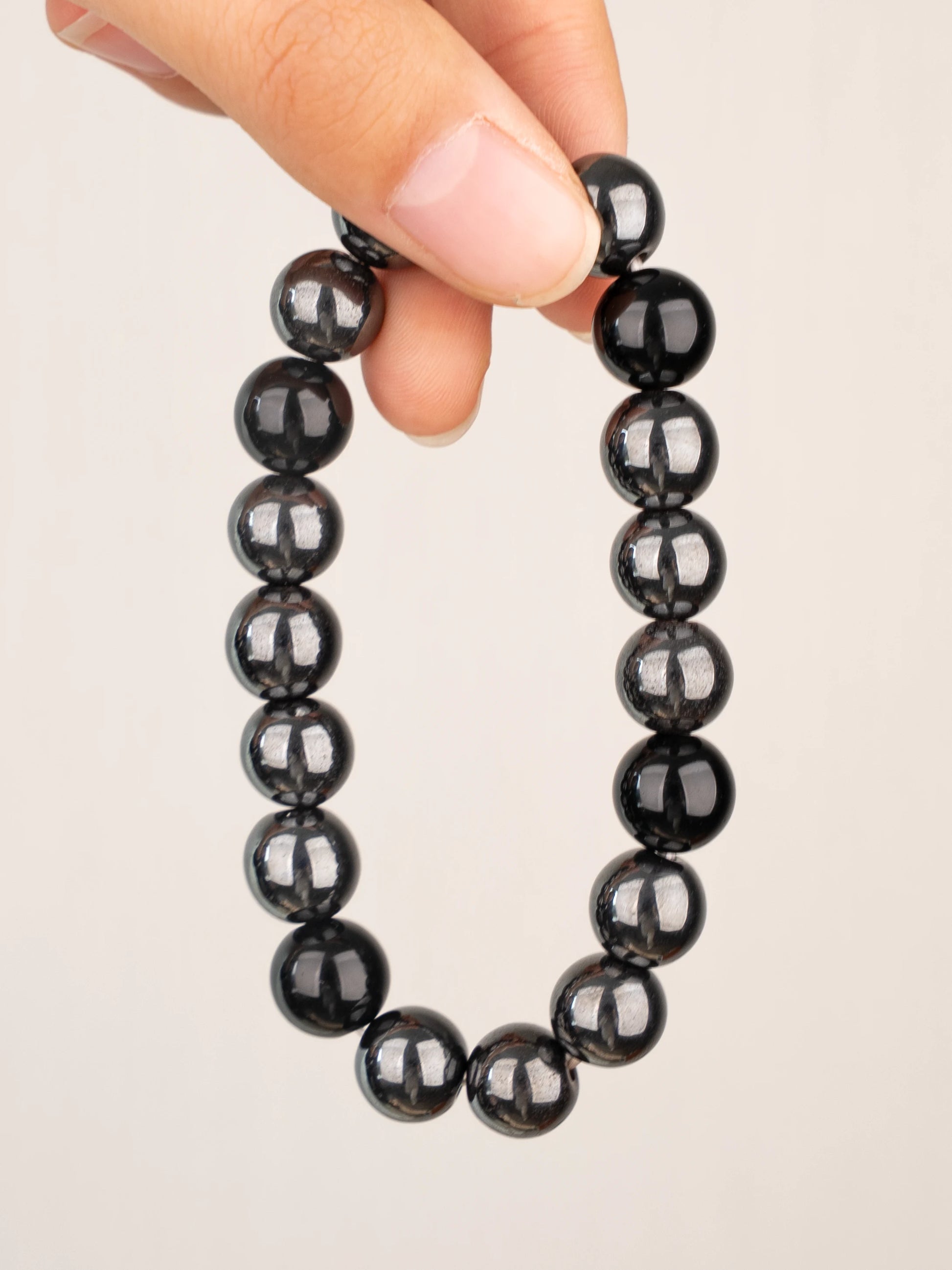 SENLLY Steel Serenity - Beaded Stretch Bracelet with Natural Hematite & Black Agate, Handcrafted Natural Stone Jewelry for Focus, Balance & Grounding