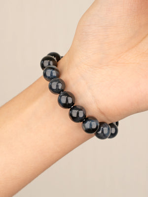 SENLLY Midnight Focus - Natural Blue Tiger Eye 10mm Beaded Bracelet, Handmade Gemstone Jewelry for Insight, Confidence & Calm Concentration