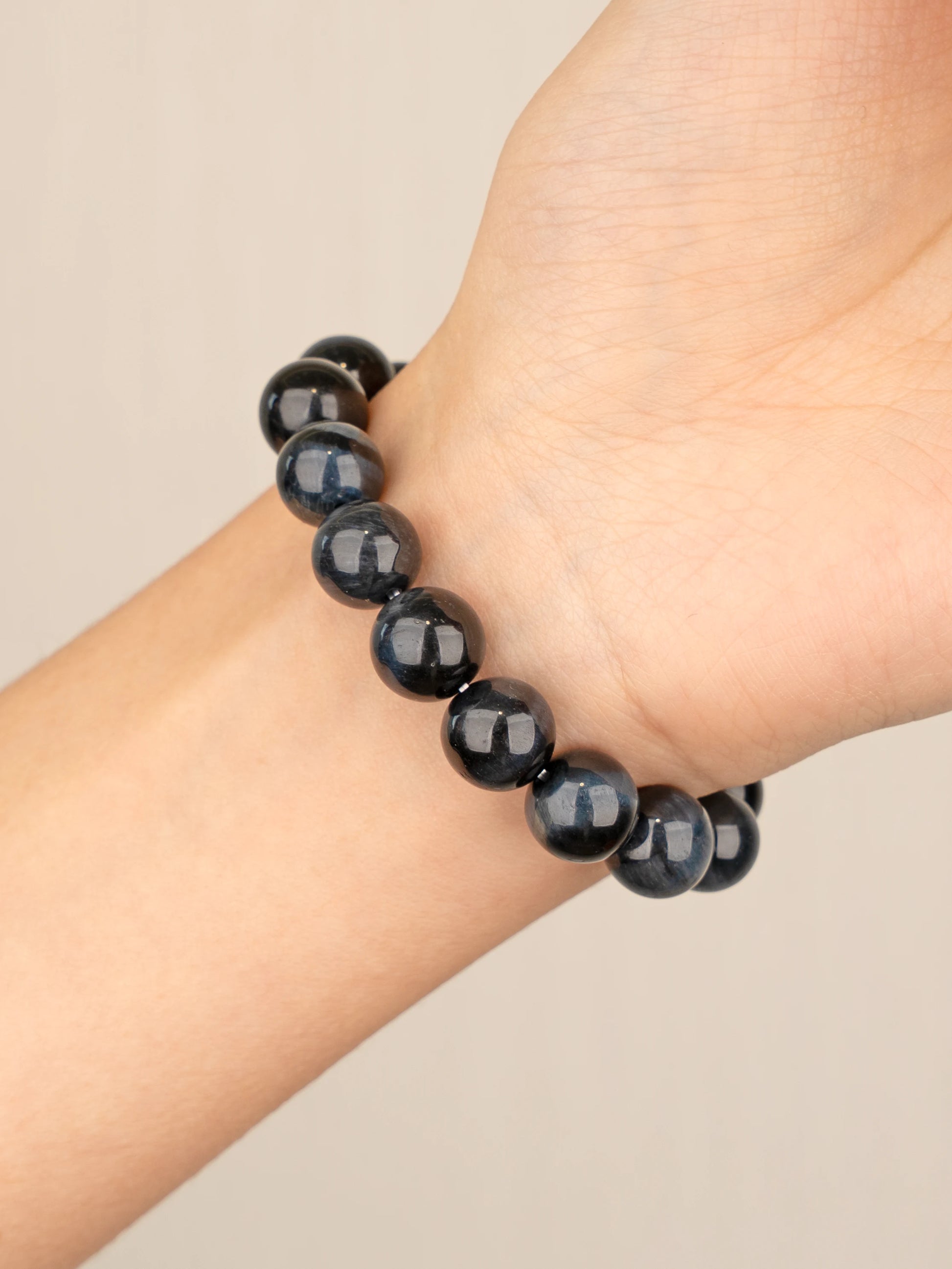 SENLLY Midnight Focus - Natural Blue Tiger Eye 10mm Beaded Bracelet, Handmade Gemstone Jewelry for Insight, Confidence & Calm Concentration