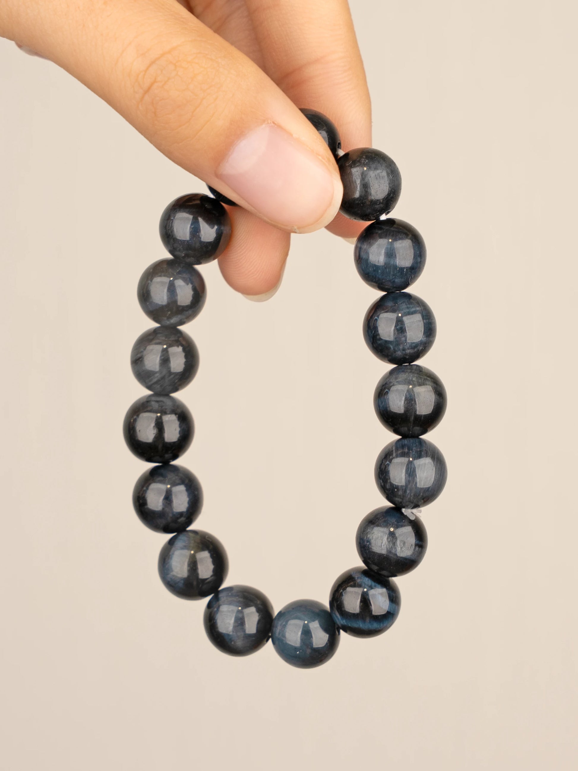 SENLLY Midnight Focus - Natural Blue Tiger Eye 10mm Beaded Bracelet, Handmade Gemstone Jewelry for Insight, Confidence & Calm Concentration