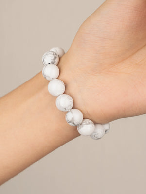 SENLLY Pure Balance - 10mm Natural Howlite Beaded Bracelet, Handmade Stone Jewelry for Calm, Clarity & Modern Minimalist Style