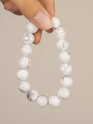 SENLLY Pure Balance - 10mm Natural Howlite Beaded Bracelet, Handmade Stone Jewelry for Calm, Clarity & Modern Minimalist Style