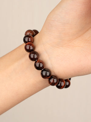 SENLLY Ember Strength - Natural Red Tiger Eye 10mm Beaded Bracelet, Handmade Gemstone Jewelry for Confidence, Motivation & Focus