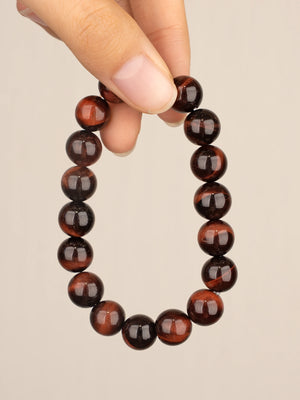 SENLLY Ember Strength - Natural Red Tiger Eye 10mm Beaded Bracelet, Handmade Gemstone Jewelry for Confidence, Motivation & Focus